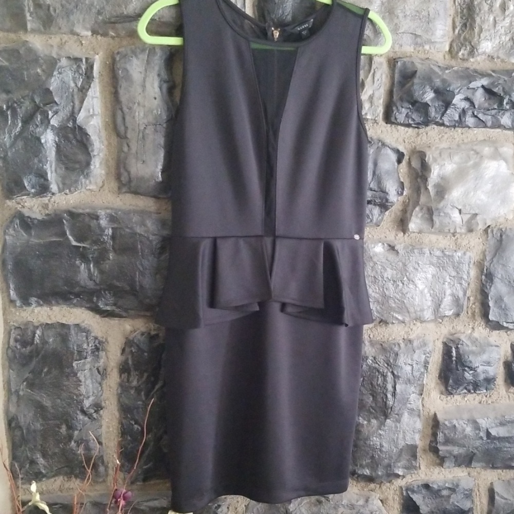 Guess sheer back peplum dress